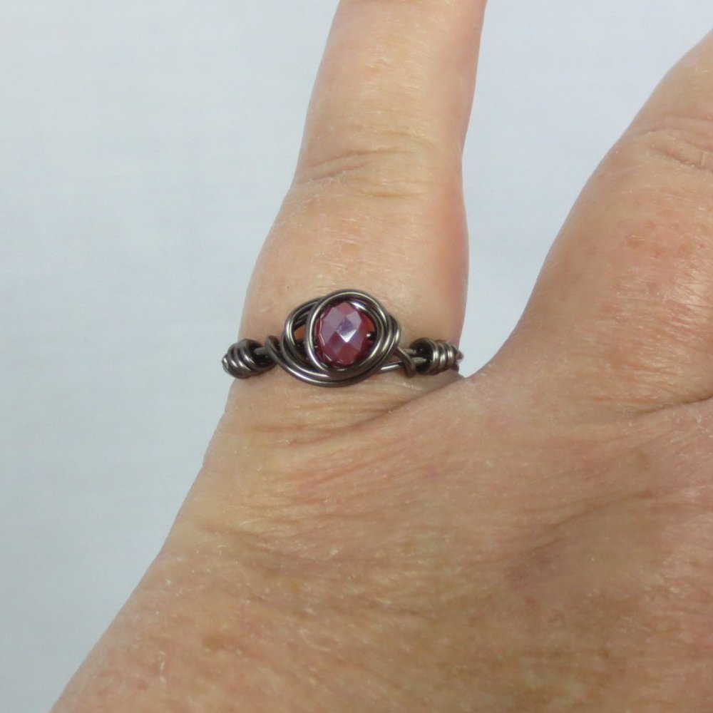 New Copper Wrapped Red Crystal Hand Crafted Ring